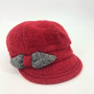Cappellificio Bordino Red Newsboy Wool Blend Cap